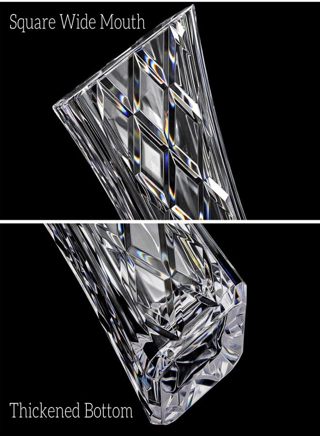Jowgut Clear Crystal Vase, Decorative Tall Acrylic Flower Vase, 8" Thickened Heavy Design Unbreakable Diamond Pattern Vase for Centerpieces Wedding Party Gift Home Office Decor - Image 3